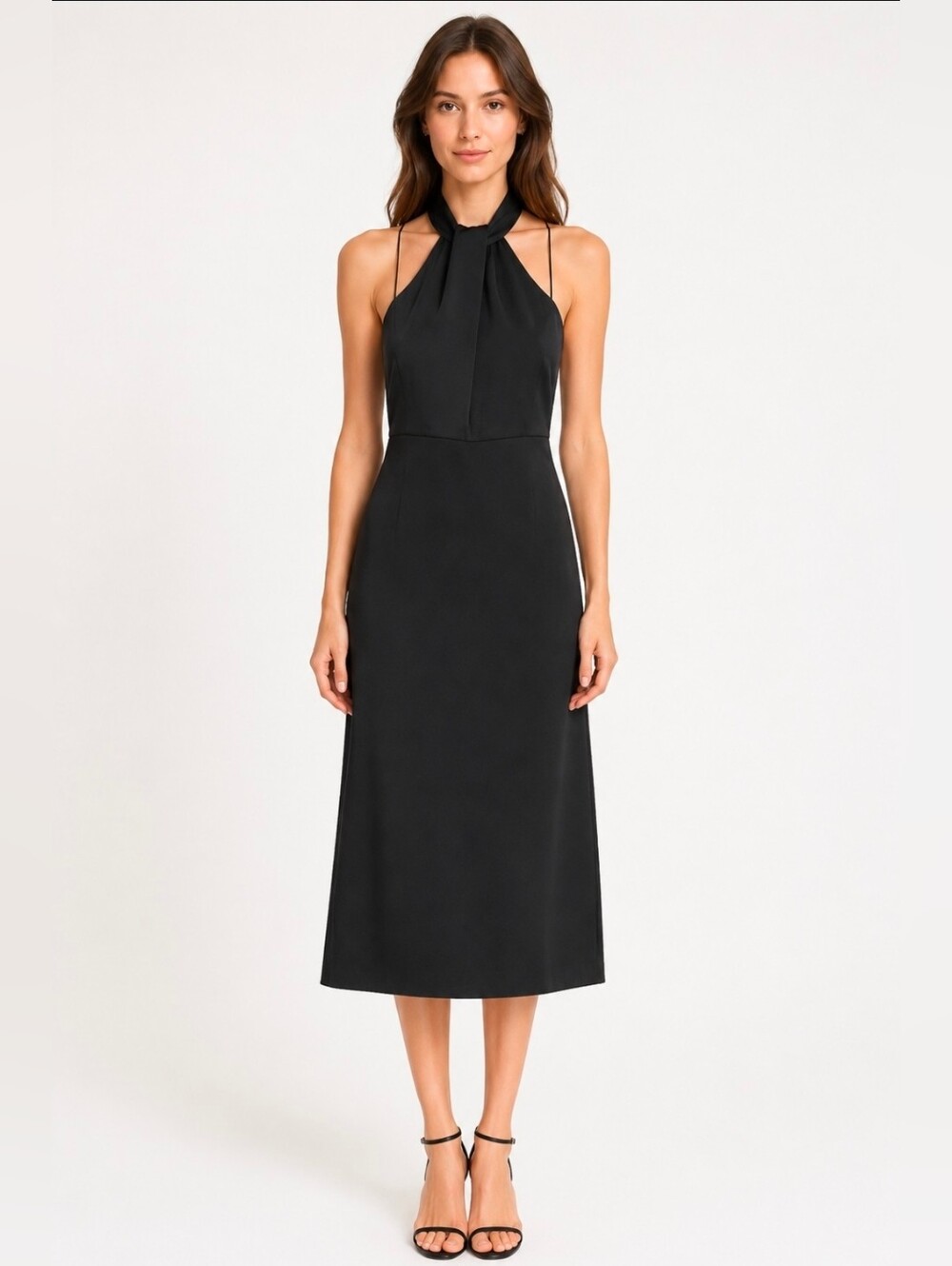 NWT Exspress Black Halter Midi Dress Size XS